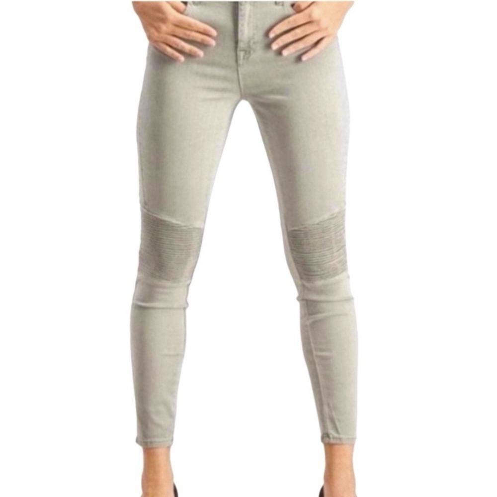 Pistola Anthropology Gray Audrey‎ Moto Jeans Ribbed Knee Skinny Denim Size 28